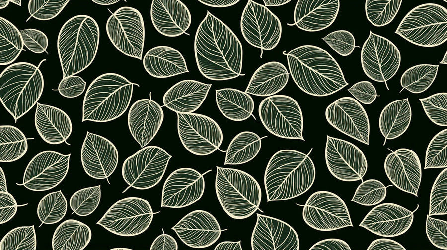Botanical Wallpaper Mural – Leaf & Plant Wall Mural – Minimalist Botanical — Line Art Leaf Pattern printable artwork