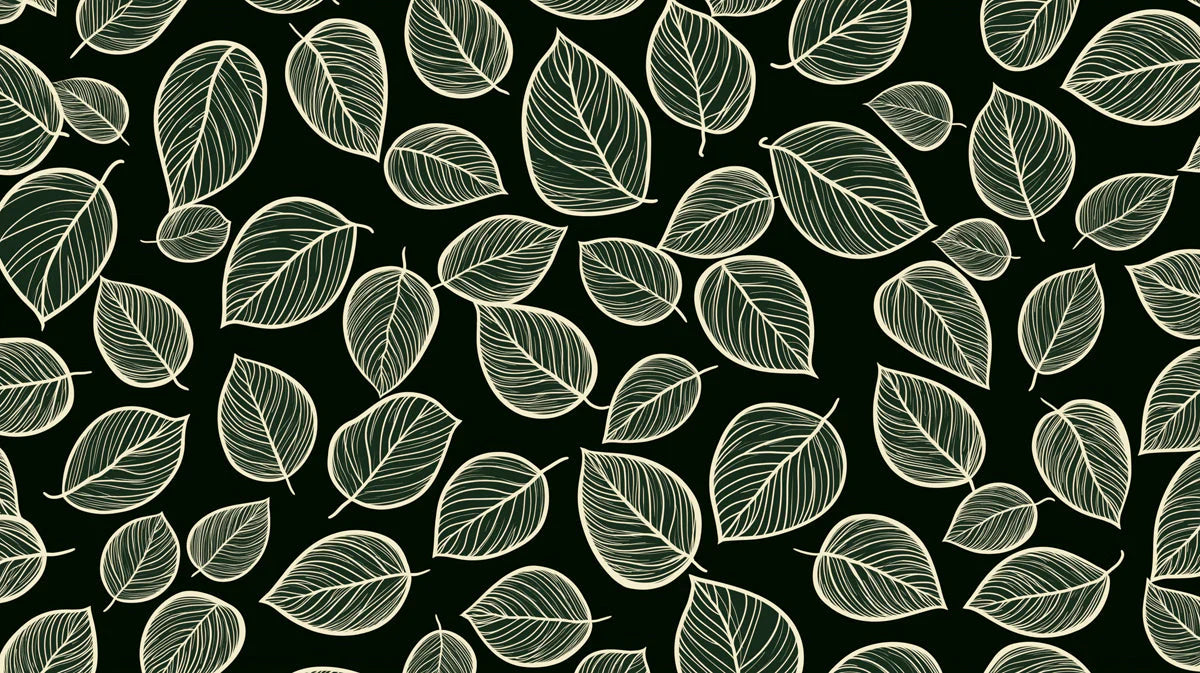 Minimalist Botanical Mural Wallpaper — Line Art Leaf Pattern Mural Wallpaper - room preview 02