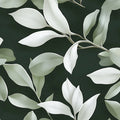 Minimalist Botanical Leaf Mural Wallpaper — Dark Forest Green Mural Wallpaper - room preview 02