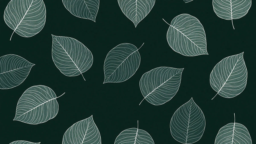 Forest Wallpaper Mural – Woodland Wall Mural – Minimalist Leaf Skeleton — Deep Forest Green printable artwork
