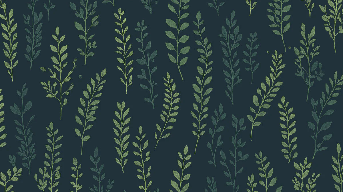 Slender Fern Leaf Mural Wallpaper —Moody Botanical Print Mural Wallpaper - room preview 02