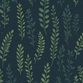 Slender Fern Leaf Mural Wallpaper —Moody Botanical Print Mural Wallpaper - room preview 02