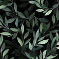 Botanical Leaf Mural Wallpaper — Moody Green Foliage on Black Mural Wallpaper - room preview 02