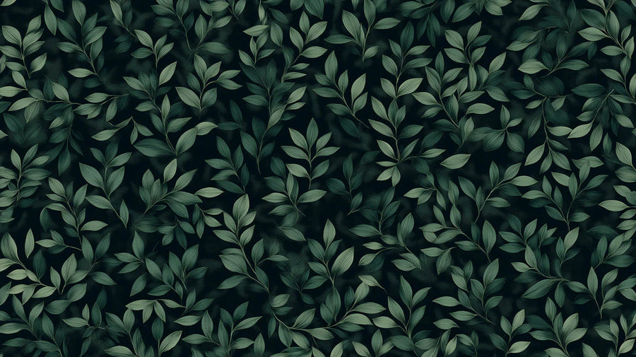 Botanical Wallpaper Mural – Leaf & Plant Wall Mural – Midnight Foliage — Botanical Leaf Pattern printable artwork