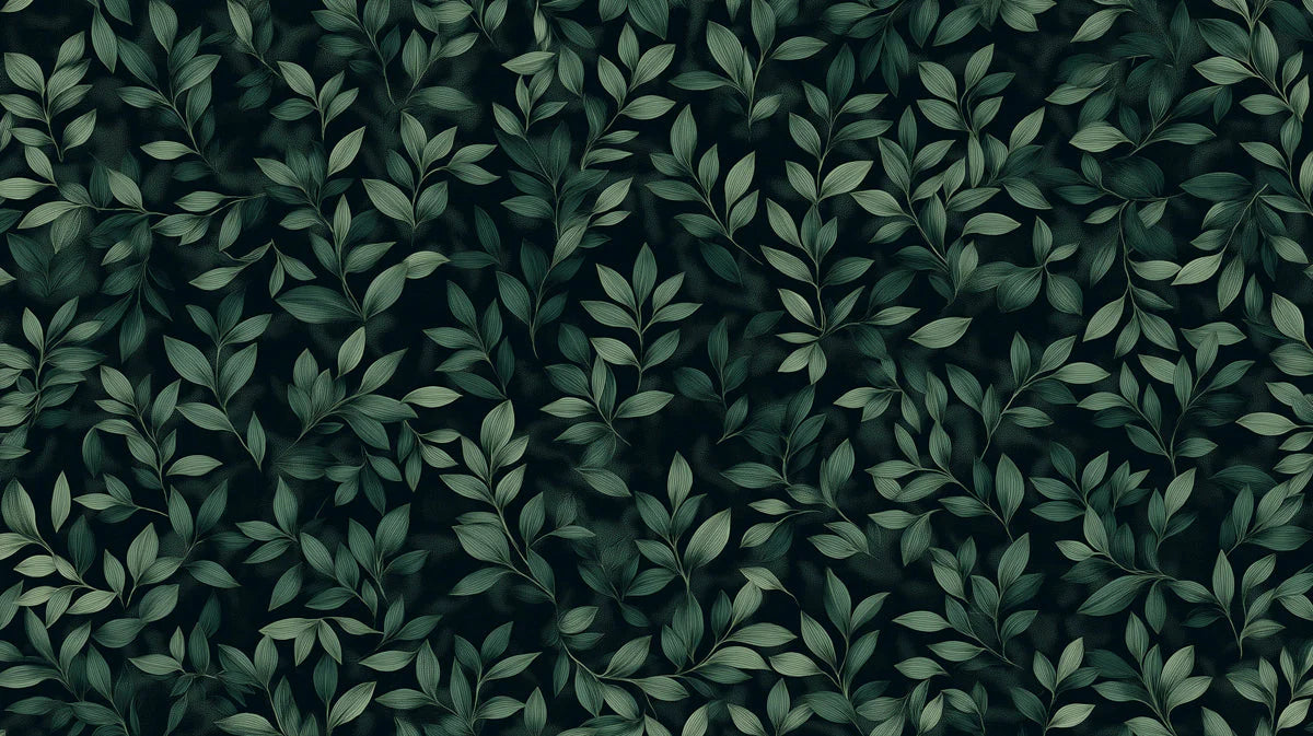 Midnight Foliage Mural Wallpaper — Botanical Leaf Pattern Mural Wallpaper - room preview 02