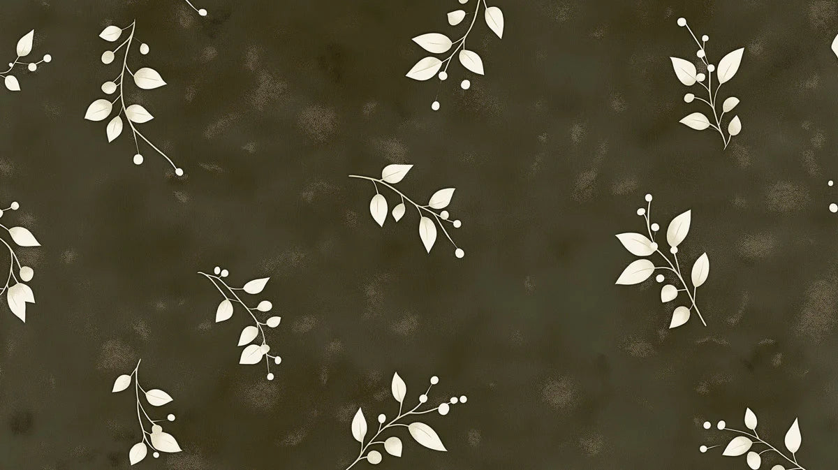 Olive Leaf Sprig Mural Wallpaper — Modern Minimalist Botanical Mural Wallpaper - room preview 02