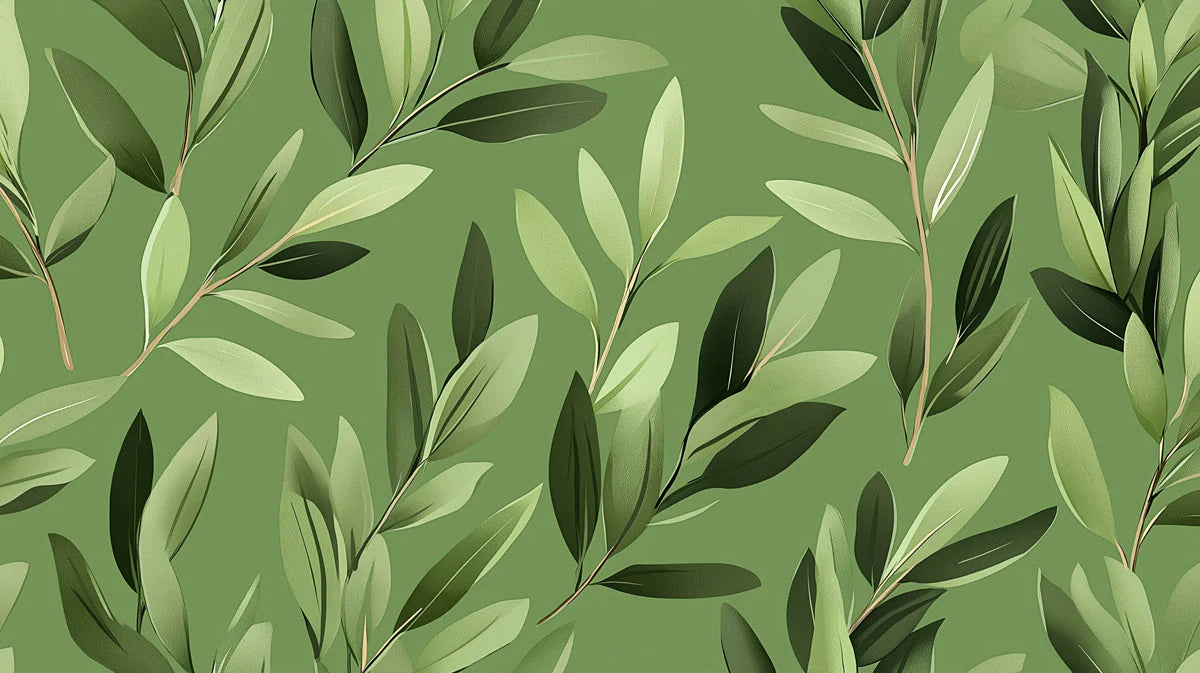 Olive Leaf Branch Mural Wallpaper — Modern Botanical Design Mural Wallpaper - room preview 02
