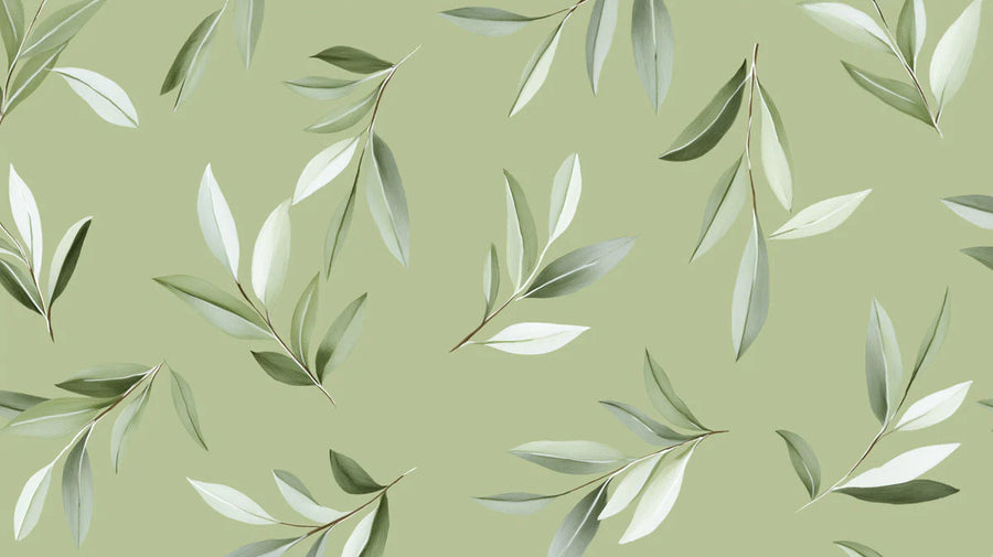 Botanical Wallpaper Mural – Leaf & Plant Wall Mural – Minimalist Sage Leaf — Botanical Wall Art printable artwork