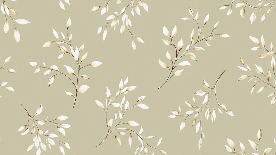 Botanical Wallpaper Mural – Leaf & Plant Wall Mural – Minimalist Botanical Leaf — Earthy Sage Design printable artwork