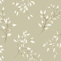 Minimalist Botanical Leaf Mural Wallpaper — Earthy Sage Design Mural Wallpaper - room preview 02