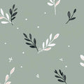 Sage Green Leaf Mural Wallpaper — Modern Botanical Design Mural Wallpaper - room preview 02