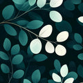 Eucalyptus Leaf Mural Wallpaper — Moody Teal Botanical Design Mural Wallpaper - room preview 02