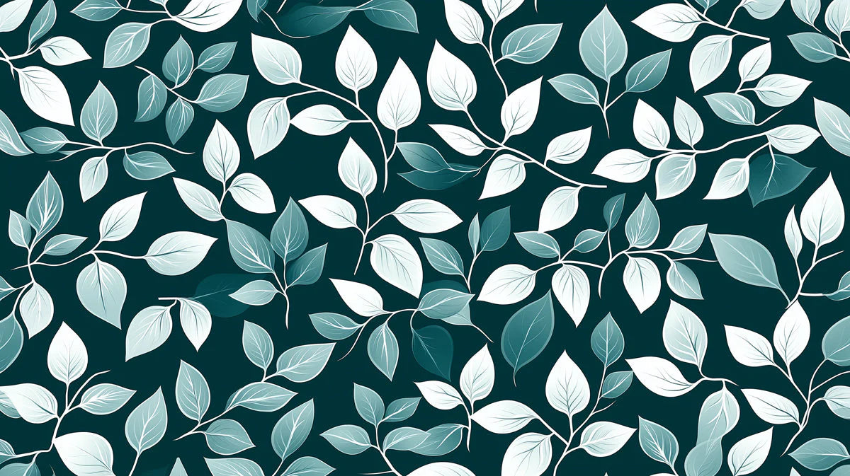 Midnight Botanical Mural Wallpaper — Deep Teal and Silver Leaf Mural Wallpaper - room preview 02