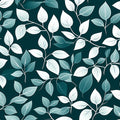Midnight Botanical Mural Wallpaper — Deep Teal and Silver Leaf Mural Wallpaper - room preview 02