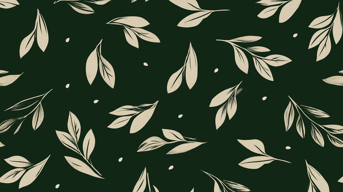 Botanical Leaves Mural Wallpaper in Deep Green and Beige Mural Wallpaper - room preview 02