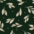 Botanical Leaves Mural Wallpaper in Deep Green and Beige Mural Wallpaper - room preview 02