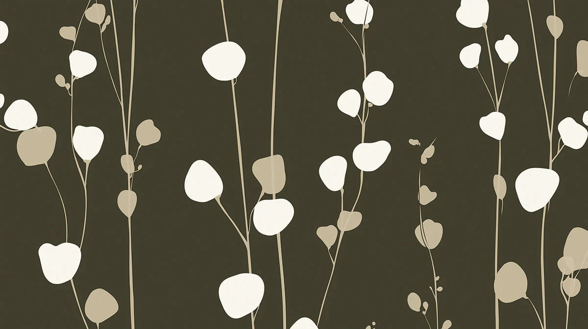 Minimalist Botanical Mural Wallpaper — Olive and Cream Silhouette Mural Wallpaper - room preview 02