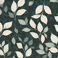 Minimalist Botanical Leaf Mural Wallpaper — Dark Forest Green Mural Wallpaper - room preview 02