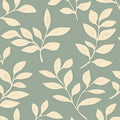 Sage Green and Cream Leaf Mural Wallpaper — Minimalist Nature Mural Wallpaper - room preview 02