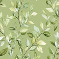 Watercolor Botanical Leaf Mural Wallpaper — Soft Sage Green Mural Wallpaper - room preview 02