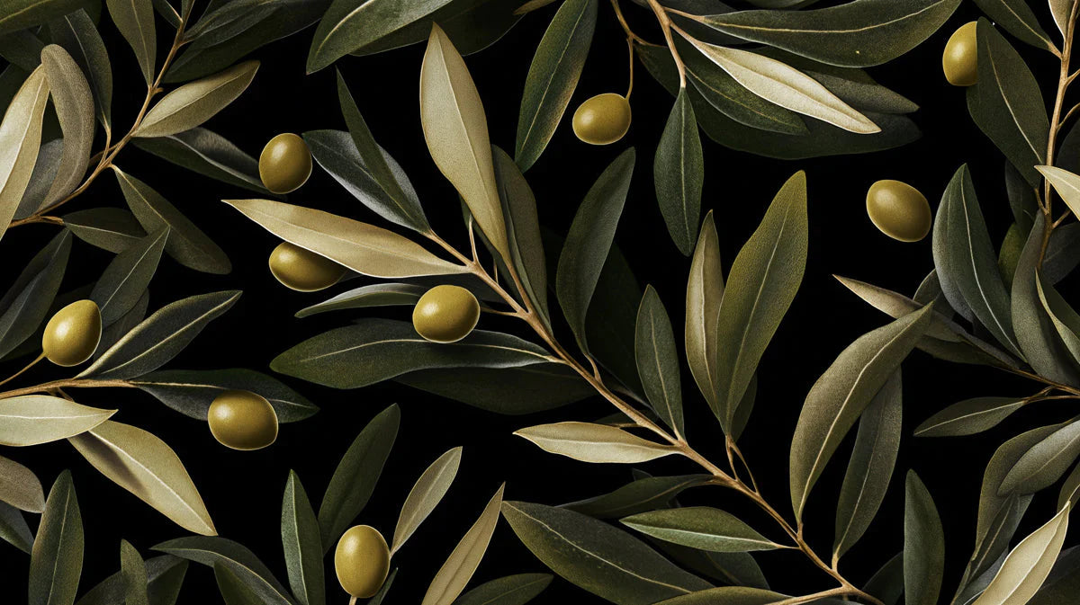 Olive Branch Mural Wallpaper —Sophisticated Botanical Art Mural Wallpaper - room preview 02