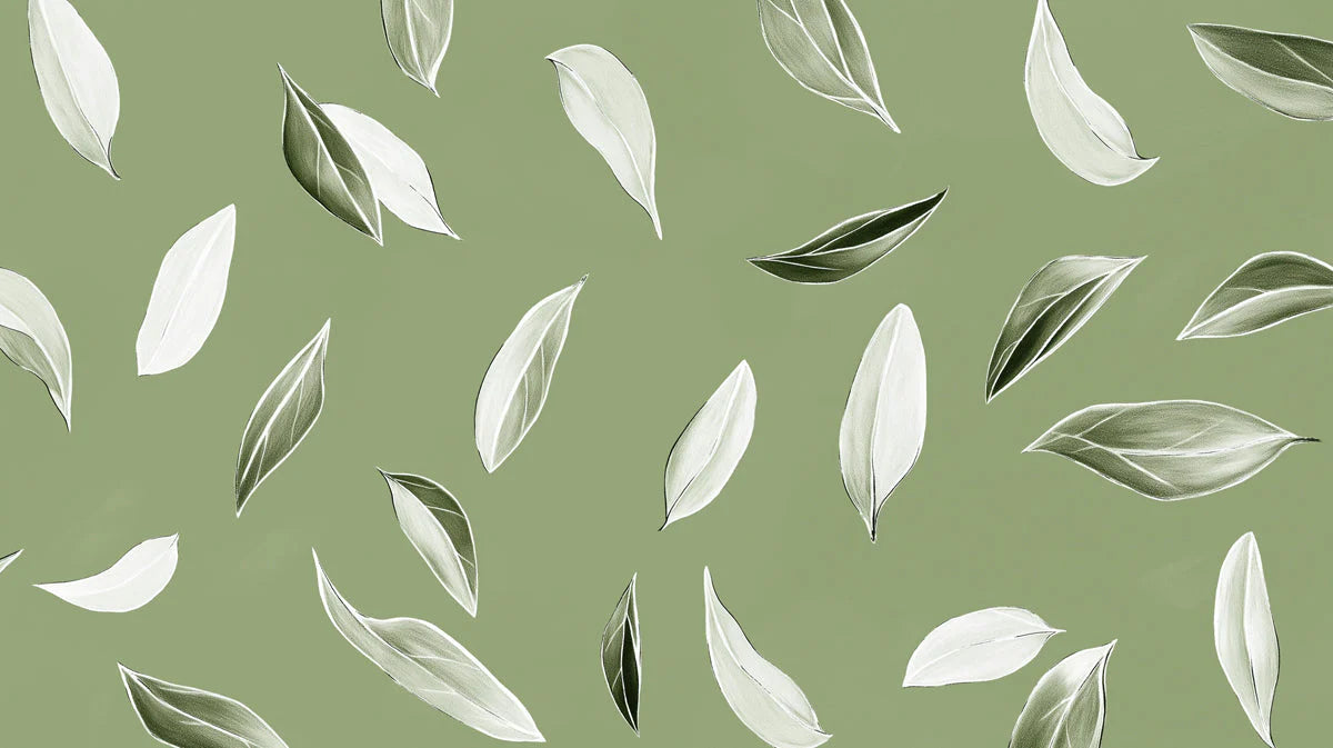Minimalist Sage Leaf Mural Wallpaper — Modern Botanical Mural Wallpaper - room preview 02