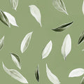 Minimalist Sage Leaf Mural Wallpaper — Modern Botanical Mural Wallpaper - room preview 02
