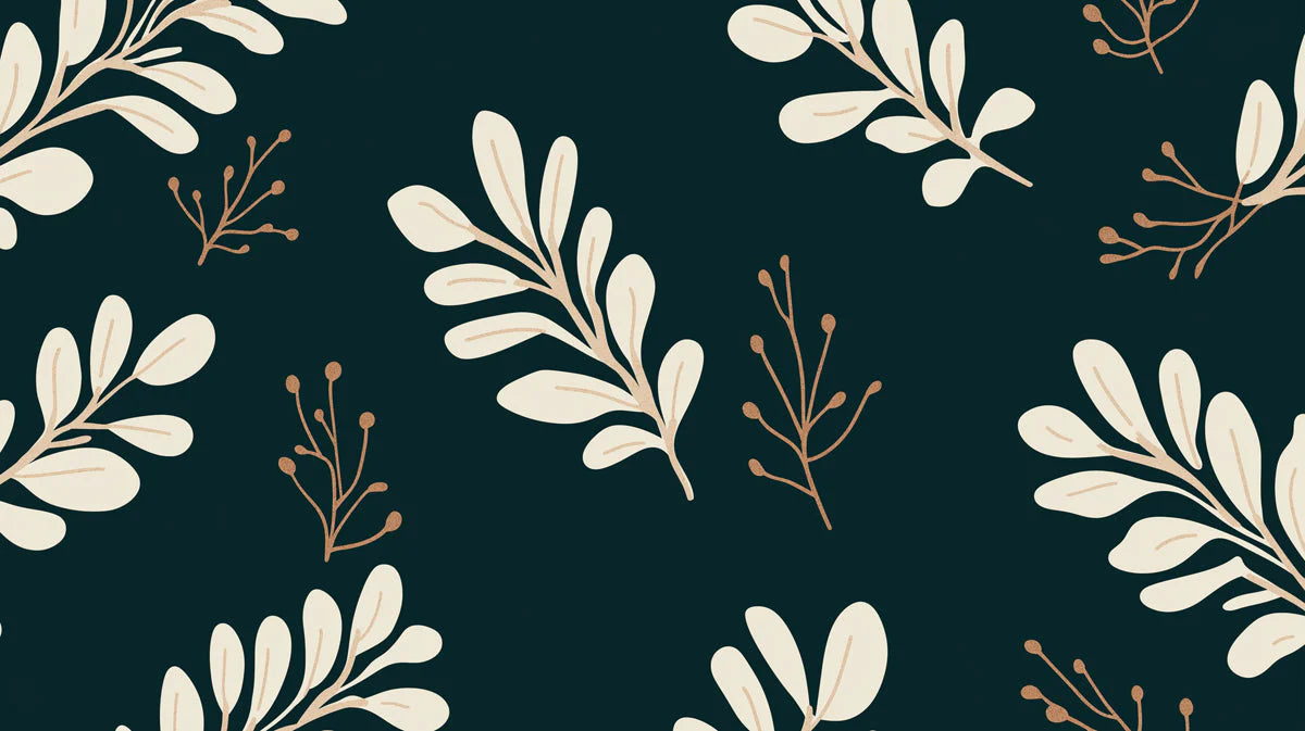 Cream Botanical Leaf Mural Wallpaper — Moody Forest Green Mural Wallpaper - room preview 02
