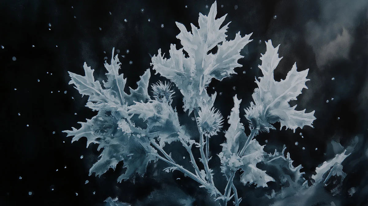 Midnight Thistle Mural Wallpaper — Botanical Dark Academia Mural Wallpaper - room preview 02