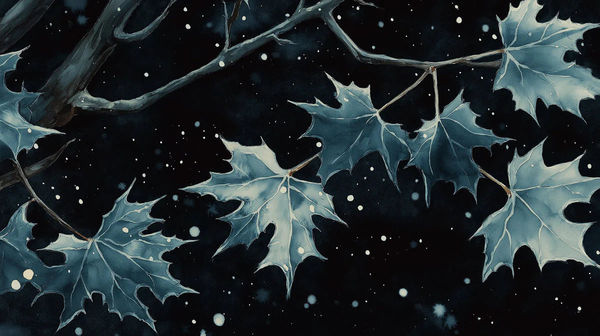 Midnight Leaf Mural Wallpaper — Moody Watercolor Botanical Mural Wallpaper - room preview 02