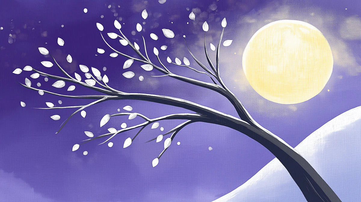 Moonlit Branch Mural Wallpaper — Artistic Dreamy Landscape Mural Wallpaper - room preview 02