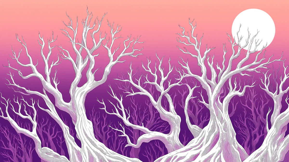 Bare Tree Twilight Gradient Mural Wallpaper — Artistic Modern Mural Wallpaper - room preview 02