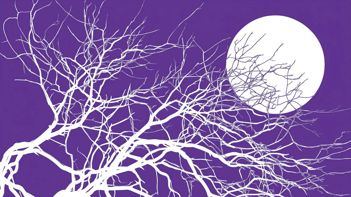 Moonlit Bare Branches Mural Wallpaper — Whimsical Night Scene Mural Wallpaper - room preview 02