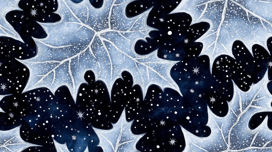 Himmelblauer Frostblatt-Wandbild – Botanisches Mitternachts-Design-Wandbild printable artwork