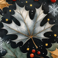 Winter Botanical Mural Wallpaper — Festive Midnight Leaf Pattern Mural Wallpaper - room preview 02