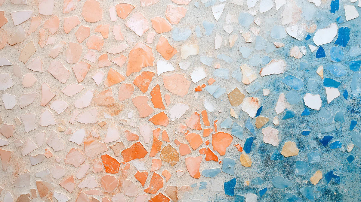 Abstract Mosaic Tile Mural Wallpaper — Contemporary Terrazzo Decor Mural Wallpaper - room preview 02