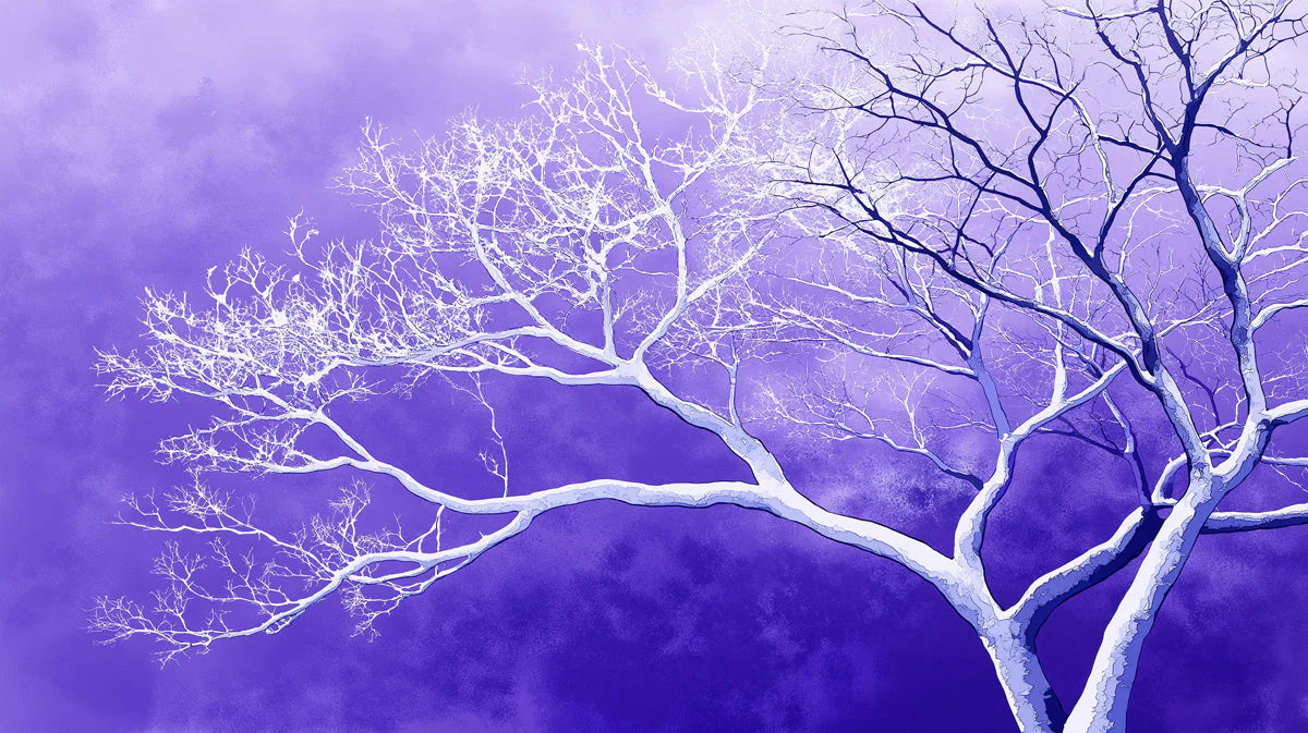 Starlit Violet Branch Mural Wallpaper — Whimsical Night Scenery Mural Wallpaper - room preview 02