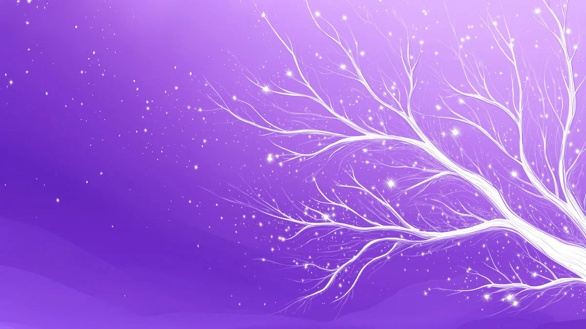 Starlit Violet Branch Mural Wallpaper — Whimsical Night Scene Mural Wallpaper - room preview 02