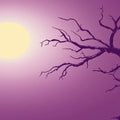 Purple Gradient Tree Mural Wallpaper — Artistic Evening Silhouette Mural Wallpaper - room preview 02