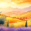 Mediterranean Golden Hour Landscape Mural Wallpaper - room preview 02