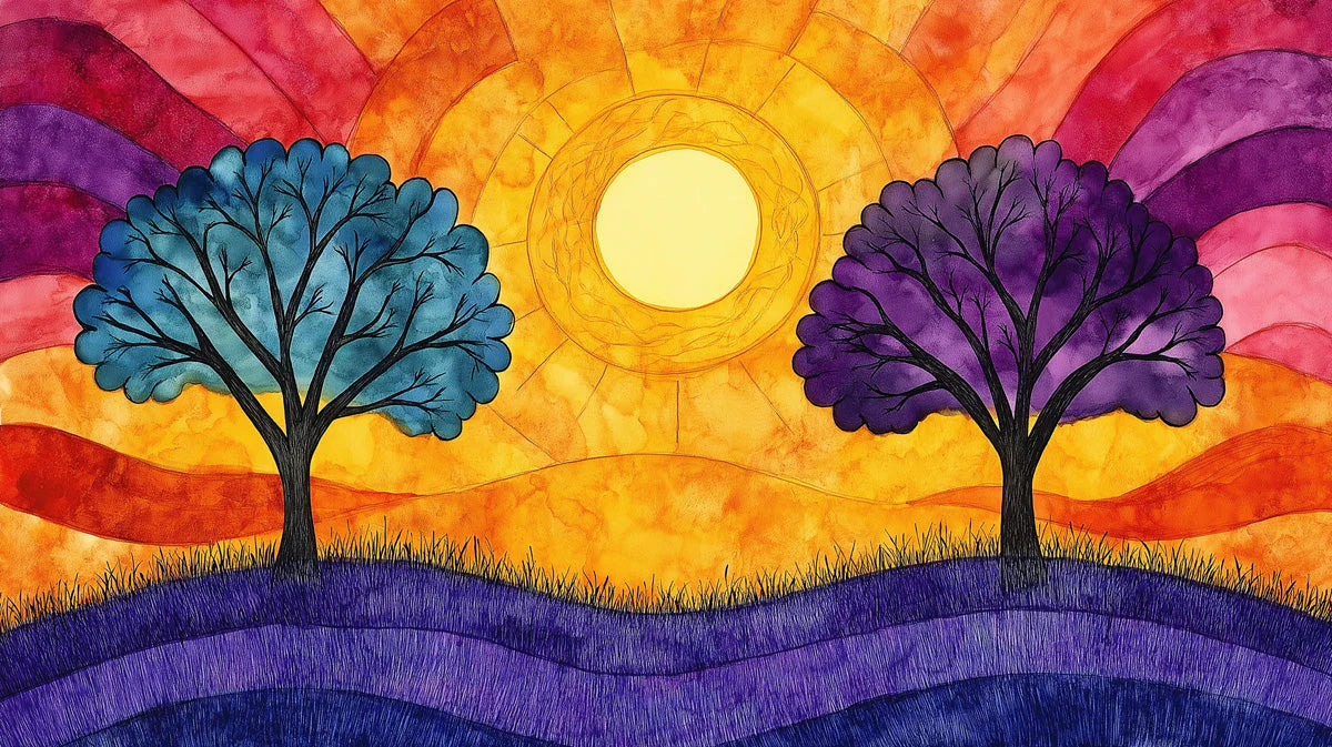 Sun-Drenched Whimsical Trees Mural Wallpaper - room preview 02