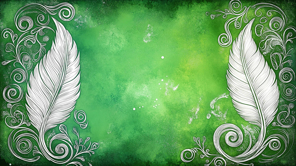 Emerald Feather Swirl Mural Wallpaper — Artistic Modern Decor Mural Wallpaper - room preview 02