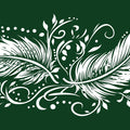 White Feather and Scroll Mural Wallpaper — Modern Botanical Mural Wallpaper - room preview 02