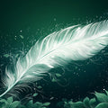 Ethereal Feather and Floral Mural Wallpaper — Deep Green Decor Mural Wallpaper - room preview 02