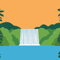 Tropical Waterfall Landscape Mural Wallpaper —Sunset Jungle Scene Mural Wallpaper - room preview 02