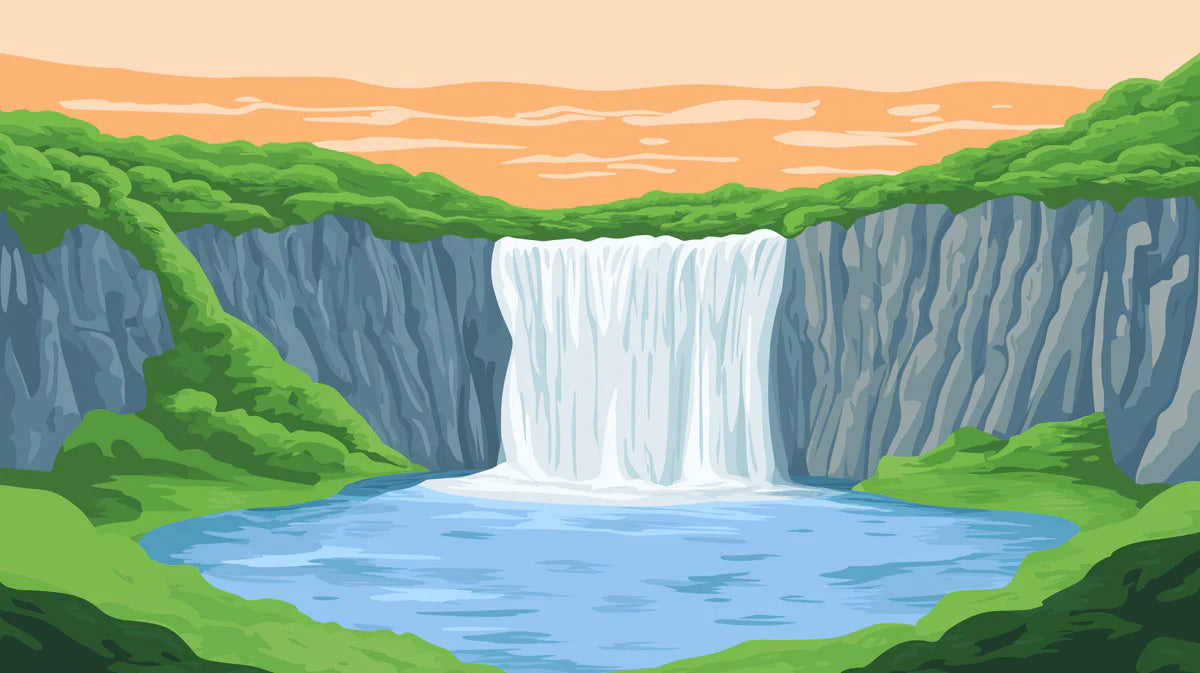 Coastal Waterfall Landscape Mural Wallpaper — Modern Nature Mural Wallpaper - room preview 02