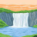 Coastal Waterfall Landscape Mural Wallpaper — Modern Nature Mural Wallpaper - room preview 02