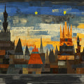 Abstract Nightscape Castle Mural Wallpaper — Modern Artistic Motif Mural Wallpaper - room preview 02