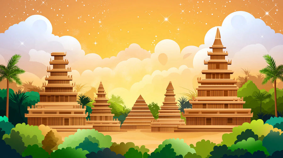 Sunset Wallpaper Mural – Golden Hour Wall Mural – Golden Temple Sunset Scenic — Exotic Heritage Decor printable artwork