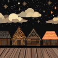 Midnight Village Celestial Mural Wallpaper — Whimsical Night Scenery Mural Wallpaper - room preview 02